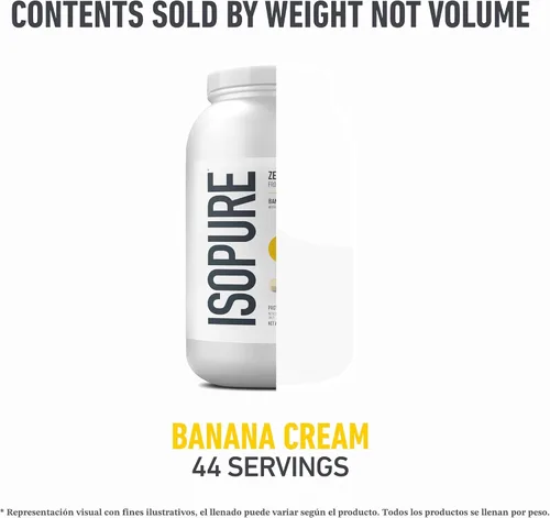Miniatura 8 de Isopure Zero Carb 100% Proteína Pura de Suero Aislado en Polvo, Libre de Lactosa, Libre de Gluten, Con Vitaminas, Crema de Plátano, 25g de Proteína