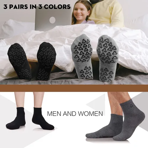 Miniatura 4 de Ozaiic Calcetines antideslizantes para yoga, entrenamiento en casa, Pure Barre, pilates, hospital, calcetines acolchados ideales para hombres