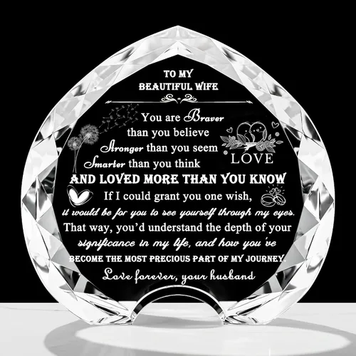 Miniatura 7 de Regalos Qianwei para novia de novio únicos - Regalos personalizados de corazón de cristal para mi novia que lo tiene todo - Ideas de regalo