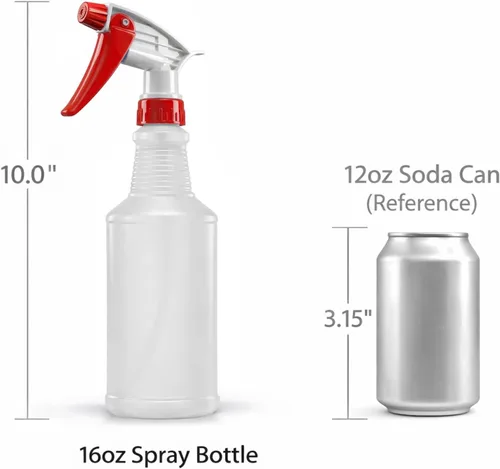 Miniatura 3 de Bar5F Botellas de plástico con pulverización, paquete de 2, 16 onzas, para todo uso, vacías para soluciones químicas y de limpieza, rociador