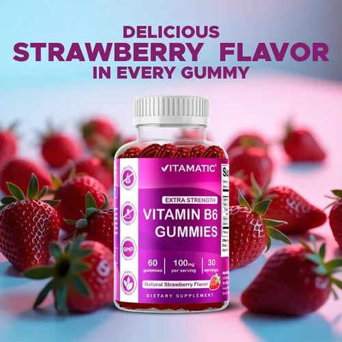 Miniatura 7 de Vitamatic Vitamina B6 100mg - Sabor a Bayas - 60 Gomitas a Base de Pectina - Apoya el Sistema Nervioso