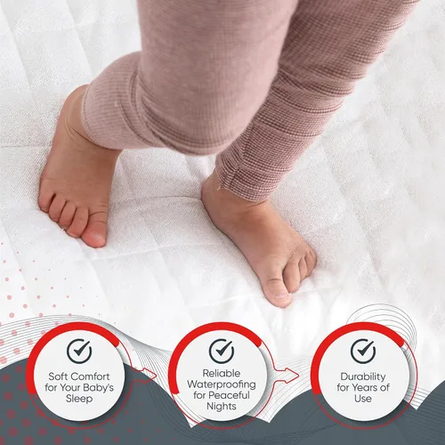 Miniatura 4 de Protector de colchón de cuna, material bambú cómodo, transpirable e impermeable. Para mantener el colchón de la cuna limpio y protegido mientras que