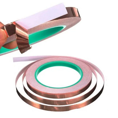 Miniatura 7 de Oubaka Paquete de 2 cintas de cobre (0.5 pulgadas x 66 pies), cinta de cobre conductora de doble cara con adhesivo para blindaje EMI, circuitos