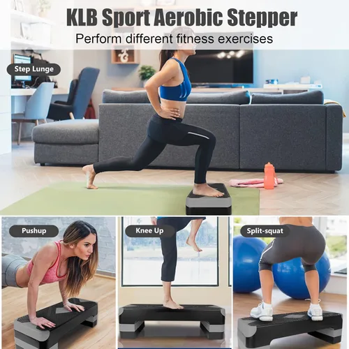 Miniatura 5 de Adjustable Exercise Workout Aerobic Stepper Step Platform Trainer Gris