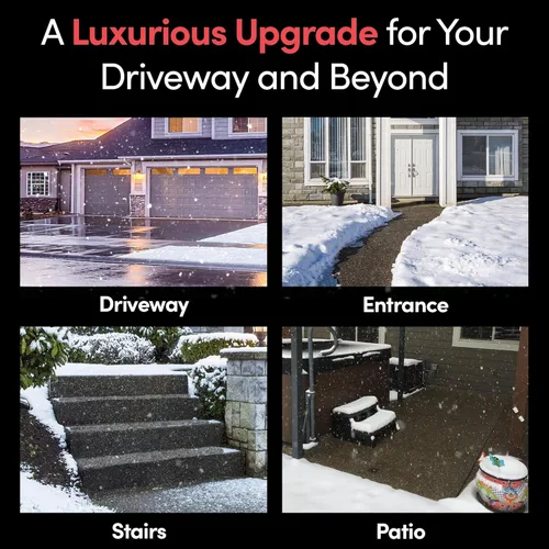 Miniatura 8 de WarmlyYours Alfombrilla eléctrica para derretir hielo y nieve de 2 x 50 pies. 240 V, entrada con calefacción radiante para exteriores, pasarelas