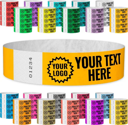 Miniatura 11 de WristCo Pulseras de Impresión Personalizada Azul Neón – 2,000 Unidades Tyvek ¾" x 10" – Añade Cualquier Texto, Logotipo e Imagen y Recibe Pulseras