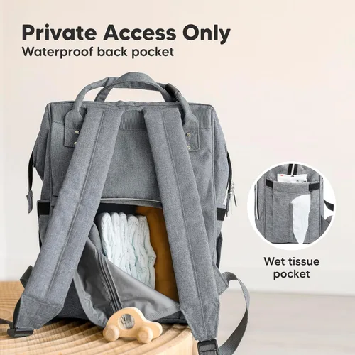 Miniatura 5 de KeaBabies - Mochila pañalera grande impermeable para viajes Gris clásico