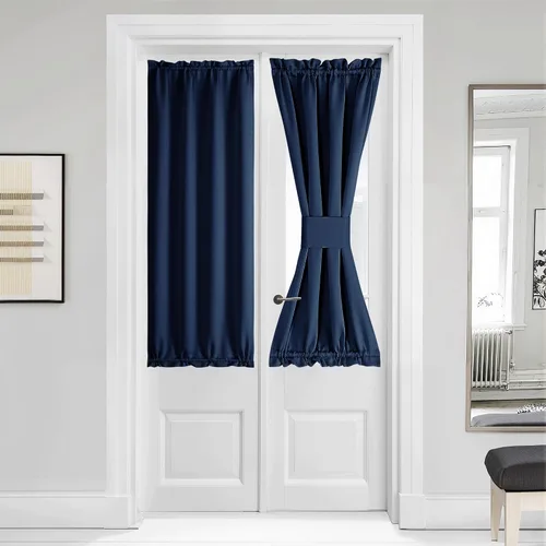 Miniatura 125 de NICETOWN Cortinas opacas unicolor con aislamiento térmico para puerta francesa, granja, oscurecimiento de habitación, puertas y ventanas de Marrón