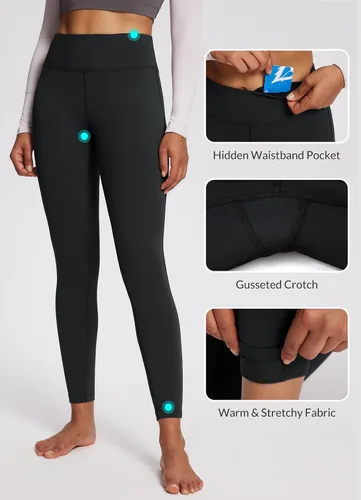 Miniatura 3 de BALEAF - Leggings de yoga suaves de cintura alta 78 para mujer con bolsillos profundos, pantalones de entrenamiento elásticos cepillados a prueba