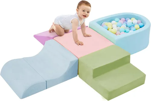 QUCHI Juguetes de escalada de 5 piezas para niños pequeños, juguetes de escalada para niños pequeños en interiores con piscina de bolas de espuma
