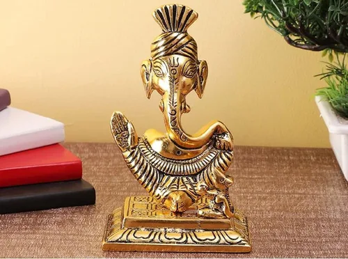 Miniatura 4 de Lord Ganesha. Figura decorativa con rata para el mandir del templo del hogar. Estatua de Ganesh Chaturthi. Dios hindú Indian Pooja. Artículo