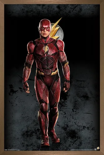 Miniatura 14 de Trends International Película de DC Comics - Liga de la Justicia - Póster de pared The Flash, 14.725 x 22.375 pulgadas, versión enmarcada de madera