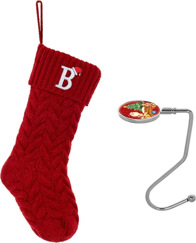 Miniatura 55 de Botas de Navidad personalizadas, iniciales personalizadas, 18 pulgadas, botas de Navidad tejidas con letras para colgar en la chimenea, botas de Rojo