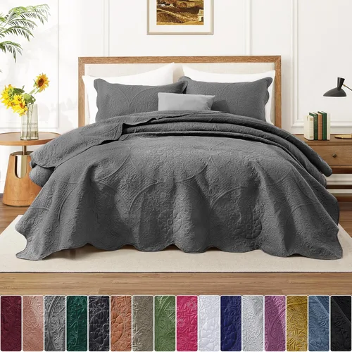 Miniatura 363 de MOONLIGHT20015 Edredón tamaño King (106 x 96 pulgadas) con 2 fundas de almohada (20 x 36 + 2 pulgadas) para todas las estaciones, juego de cama Azul