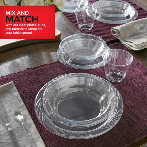 Miniatura 6 de Stock Your Home (240 unidades) Elegantes cuencos de plástico transparente de 18 onzas para fiestas, tazón grande desechable para cenas o cócteles