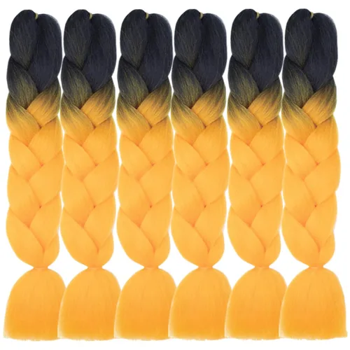 Miniatura 14 de Beige (613) Cabello trenzado 6 paquetes de extensiones de cabello sintético de 24 pulgadas, extensiones de cabello trenzado Jumbo Ombre trenzado