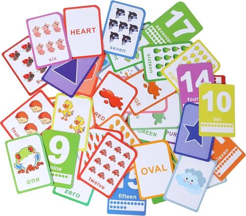 Miniatura 7 de ZazzyKid Tarjetas flash para niños pequeños – 52 tarjetas de doble cara para números, colores, formas y clima – Juguetes de aprendizaje y educación