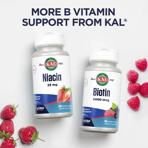 Miniatura 7 de KAL Vitamina B12 Metilcobalamina 5000mcg, energía saludable, metabolismo, nervios y apoyo de glóbulos rojos,* ActivMelts de disolución rápida