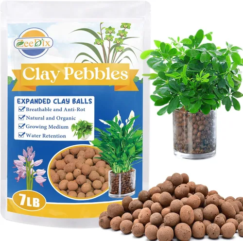 Miniatura 10 de ZeeDix 2LBS de guijarros de arcilla expandida para hidroponía - Bolas hidroneutrales de pH 4mm-16mm, guijarros ligeros de arcilla Leca para drenaje