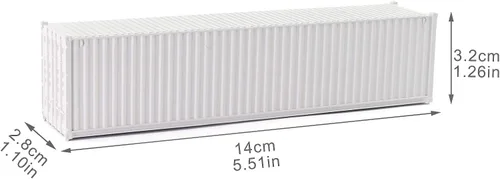 Miniatura 8 de 3pcs HO Escala sin decorar 40 ' (pies) Contenedores de envío 1:87 Contenedor lateral acanalado blanco C8740W