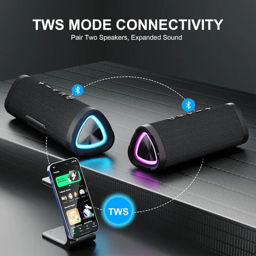 Miniatura 2 de Vanzon Altavoz Bluetooth portátil 2026 con Bluetooth 5.0 y sonido estéreo fuerte de 24 W, altavoz inalámbrico de emparejamiento TWS para viajes