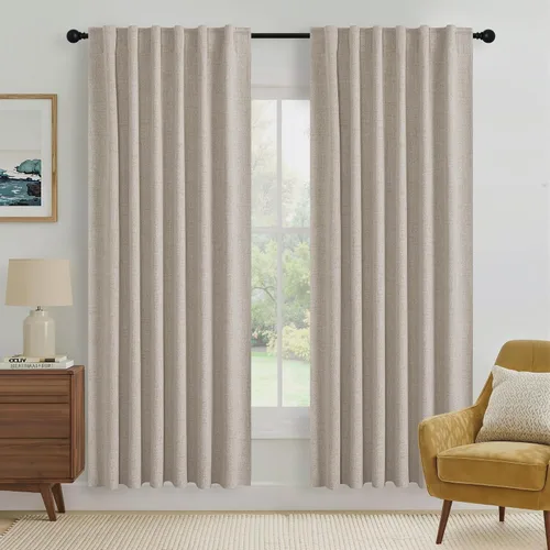 Miniatura 60 de RYB HOME Cortinas cortas opacas 100% marrones, 45 pulgadas de largo, 52 pulgadas de ancho, bloqueo de luz y aislamiento térmico para cocina