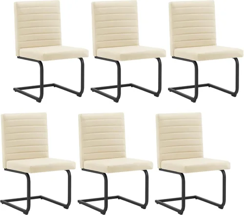 Miniatura 8 de Furniliving - Juego de 2 sillas de comedor modernas tapizadas de tela técnica con patas de acero, respaldo alto, sillas sin brazos para comedor