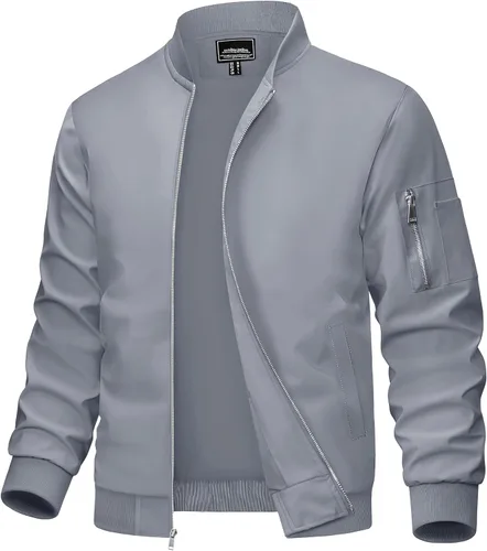 Miniatura 27 de MAGCOMSEN Chaqueta para hombre, ligera, cortavientos, chaqueta bomber resistente al viento, chaqueta casual con cremallera, abrigos ropa exterior