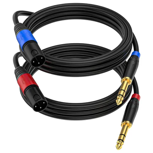 Miniatura 11 de Pack de 2 Cables XLR Hembra a 1/4 Pulgada 6,35 mm TRS Mono Jack para Micrófono Dinámico, 1,6 Pies, Negro, Cable de Micrófono XLR Hembra Equilibrado