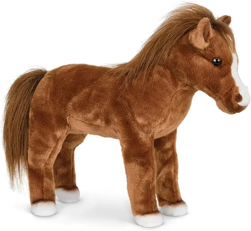 Bearington Blaze - Animal de peluche realista de 13.5 pulgadas con piel marrón suave y pezuñas blancas, regalo realista para niños, niños pequeños y