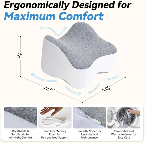 Miniatura 6 de UJPFEO Almohada de rodilla para personas que duermen de lado, almohadas de piernas para ciática, rodillas, caderas, articulaciones entre piernas