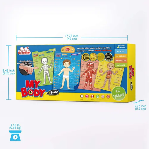 Miniatura 7 de BEST LEARNING i-Poster My Body - Juguete educativo interactivo para hablar de anatomía humana Aprende partes del cuerpo, órganos, músculos