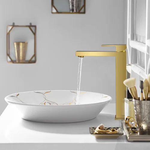 Miniatura 7 de Lava Odoro Grifo de fregadero dorado para lavabo, grifo de fregadero de un solo agujero en oro cepillado, grifo alto de baño de una sola manija