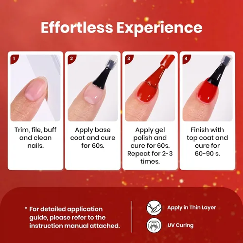 Miniatura 7 de Beetles - Esmalte en gel rojo con purpurina, colección Passion Rush, uñas navideñas con purpurina, rojo, naranja y dorado, para manicura 0-Passion