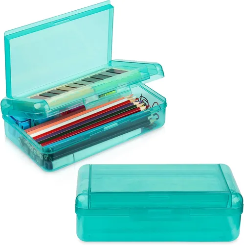 Miniatura 14 de Meiikun Caja de Lápices, Cajas de Lápices de Gran Capacidad 2 Compartimentos, Estuche Rígido de Lápices con Tapa Hermética, Caja Organizadora de 1