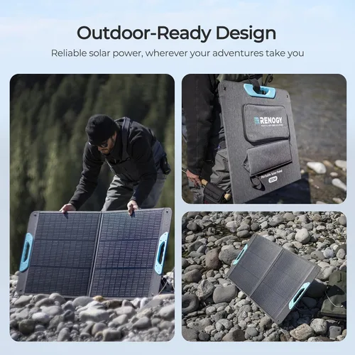 Miniatura 7 de RENOGY REGO Panel solar portátil de 100 W, paneles solares Renogy IP65 impermeables, panel solar plegable de 100 vatios para camping, senderismo