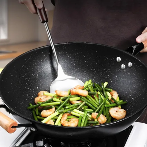 Miniatura 8 de FJNATINH Utensilios de cocina - Espátula, cucharón, cuchara espumadora, espátula ranurada - Juego de 4 utensilios de wok de acero inoxidable
