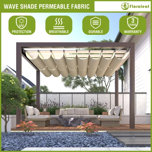 Miniatura 4 de 7'×12' Toldo de pérgola retráctil para reemplazo de dosel de pérgola, toldo deslizante con hardware de cable para toldo de patio, pórtico, garaje