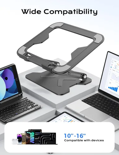 Miniatura 5 de JCZT Soporte Ajustable para Laptop de Escritorio, Elevador Plegable de Metal para Laptop, Soporte Portátil con Montaje para Laptop, Soporte