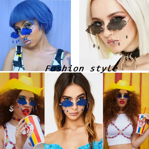Miniatura 7 de Lentes de sol Bojod sin marco, moda vintage, creativo, estilo 1990, divertidos, con forma de nube, estilo discoteca, para mujer