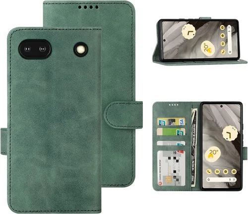 Miniatura 24 de Funda tipo cartera con tapa para Google Pixel 6a, [piel sintética + parachoques de TPU] [3 ranuras para tarjetas] [función de soporte]