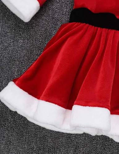 Miniatura 6 de TiaoBug Disfraz de señora Claus para niñas, disfraz de Papá Noel, vestido de fiesta de Navidad, vestido de patinaje sobre hielo, ballet, baile