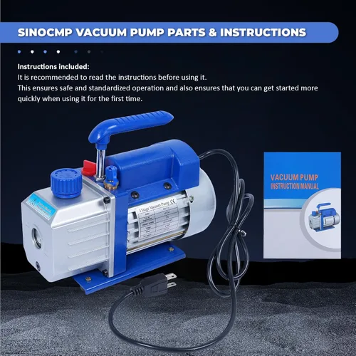 Miniatura 7 de Bomba de vacío de una sola etapa 4CFM, HVAC 110V 60HZ 1/3 HP Power para R12 R22 R134a R410a R502 AC Sistema de recarga de refrigerante, para aire