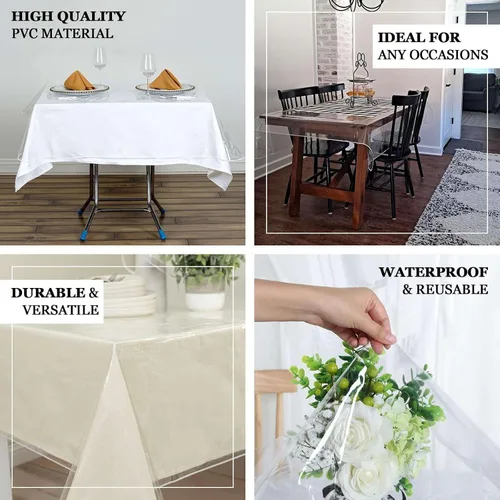 Miniatura 2 de Efavormart - Mantel de vinilo cuadrado transparente de 54 x 54 pulgadas, respetuoso con el medio ambiente, impermeable, para mesas de cocina