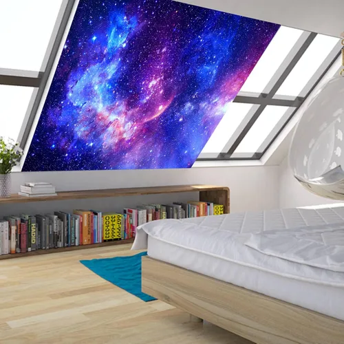 Miniatura 7 de Tapiz de galaxia con luz negra para dormitorio, espacio estético, cielo estrellado, estrellas, universo, telón de fondo, póster de luz negra