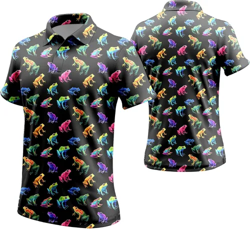 Miniatura 28 de Camisa de golf de los años 80 para hombre, ajuste seco, manga corta, estampada, divertidas, camisas de golf de los años 90 para hombre