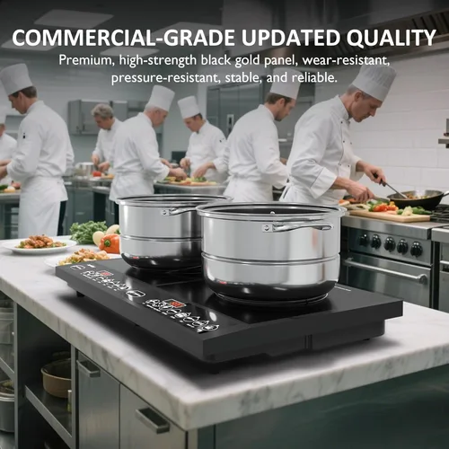 Miniatura 6 de Sunvivi Cocina de inducción portátil: 2 quemadores en 1, estufa eléctrica de encimera de grado comercial con pantalla táctil LED, 8 niveles