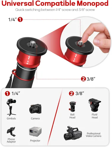 Miniatura 6 de IFOOTAGE Cobra 3 Strike A150S - Soporte monopie para cámara con pedal, monopie de elevación de un toque con liberación rápida para fotografiar