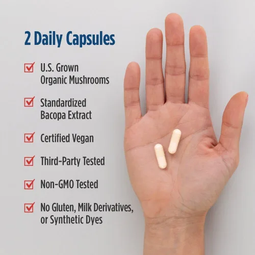 Miniatura 4 de Nordic Naturals Cognition Complejo de hongos, sin sabor, 60 cápsulas, apoyo para el cerebro, la memoria y el estado de ánimo, mezcla de hongo melena