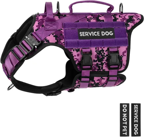 Miniatura 18 de Arnés táctico para perros - PETNANNY Chaleco para perro de servicio para perros grandes Cobertura corporal completa en arnés para perros de Rosa